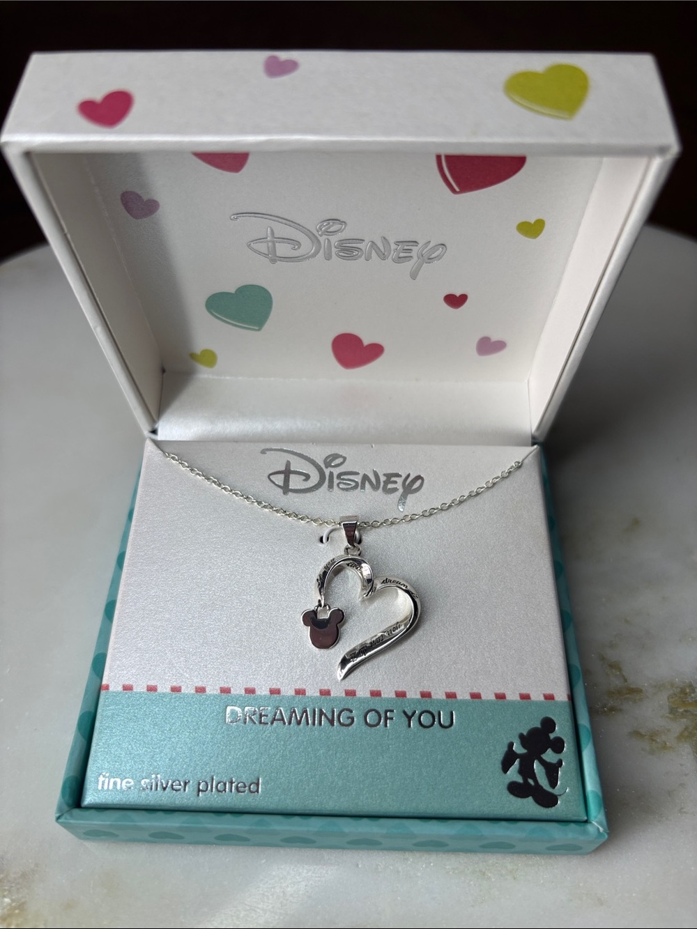Disney Mickey Mouse “Dreaming of you” Fines Silver Plated necklace